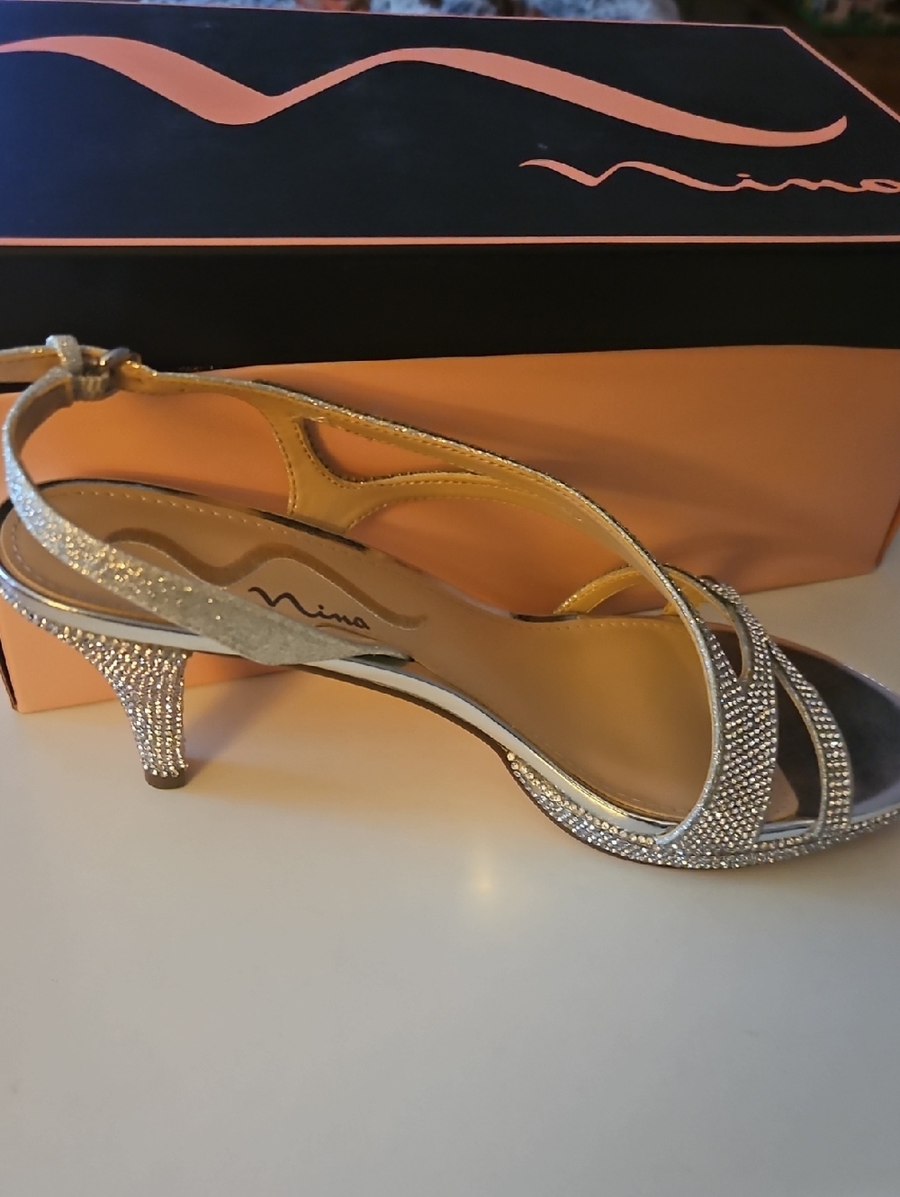 Nina New Silver BA Strappy Heeled Sandals MSRP $70